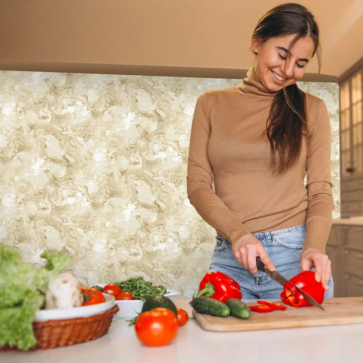 کاغذ دیواری طرح انتزاعی به رنگ طلایی